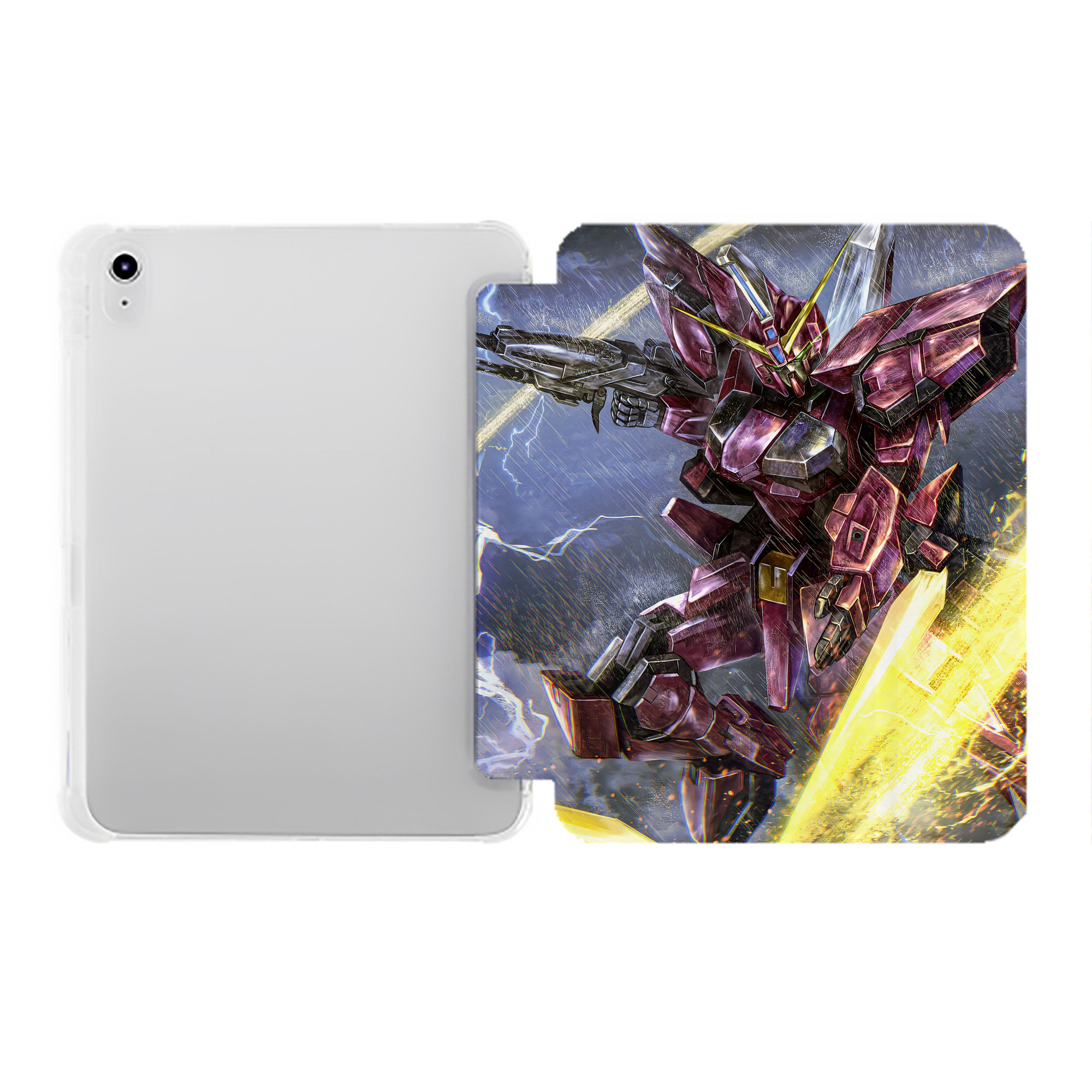 （画像用） 機動戦士ガンダム Mobile Suit Gundam IPad ケース ペン収納付き 三つ折りスタンド PUレザー×シリコン 対応機種9.5/10.5/10.9インチ